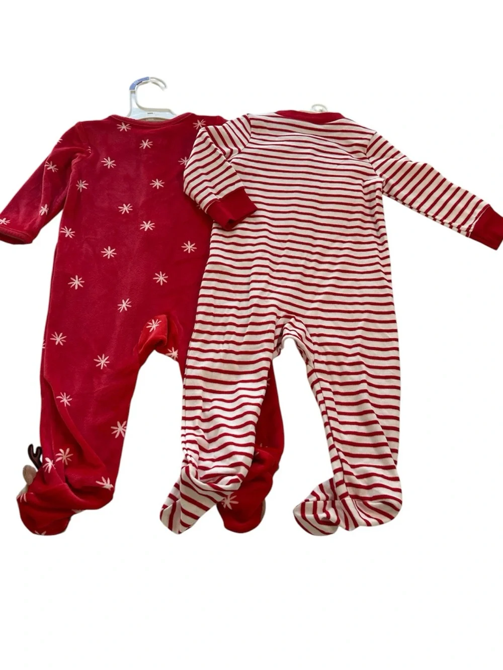 Carter's Christmas Pajama Set Red Reindeer Striped Santa Footed NWT Size 6 Month